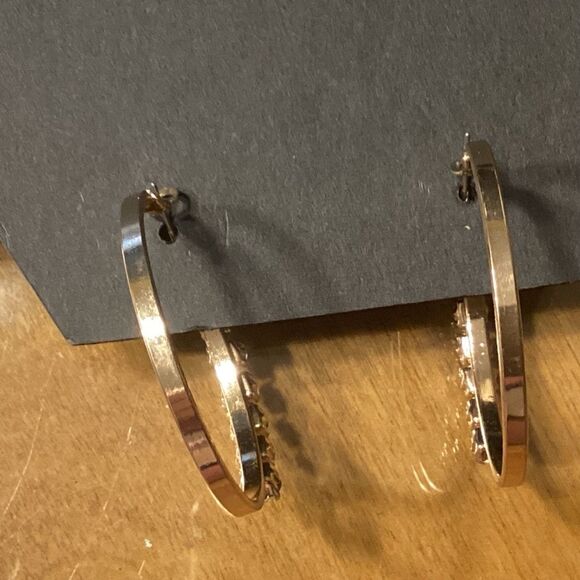 Gorgeous AB Crystal Hoops Gold Tone Pierced Earrings - Picture 5 of 8